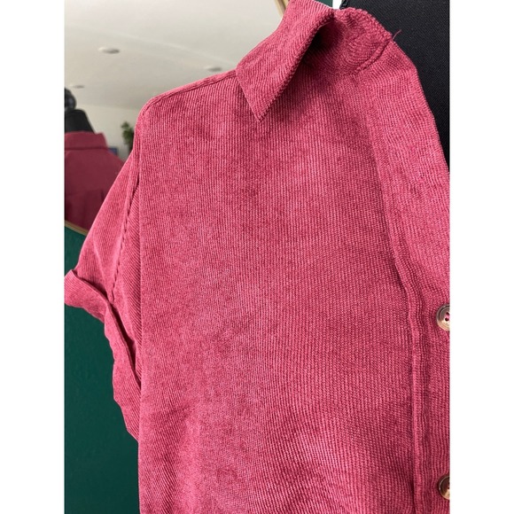 Entro Button Front Shirt Dress Womens S Red Collared Pocket Boho Casual Indie‎ - Picture 2 of 10